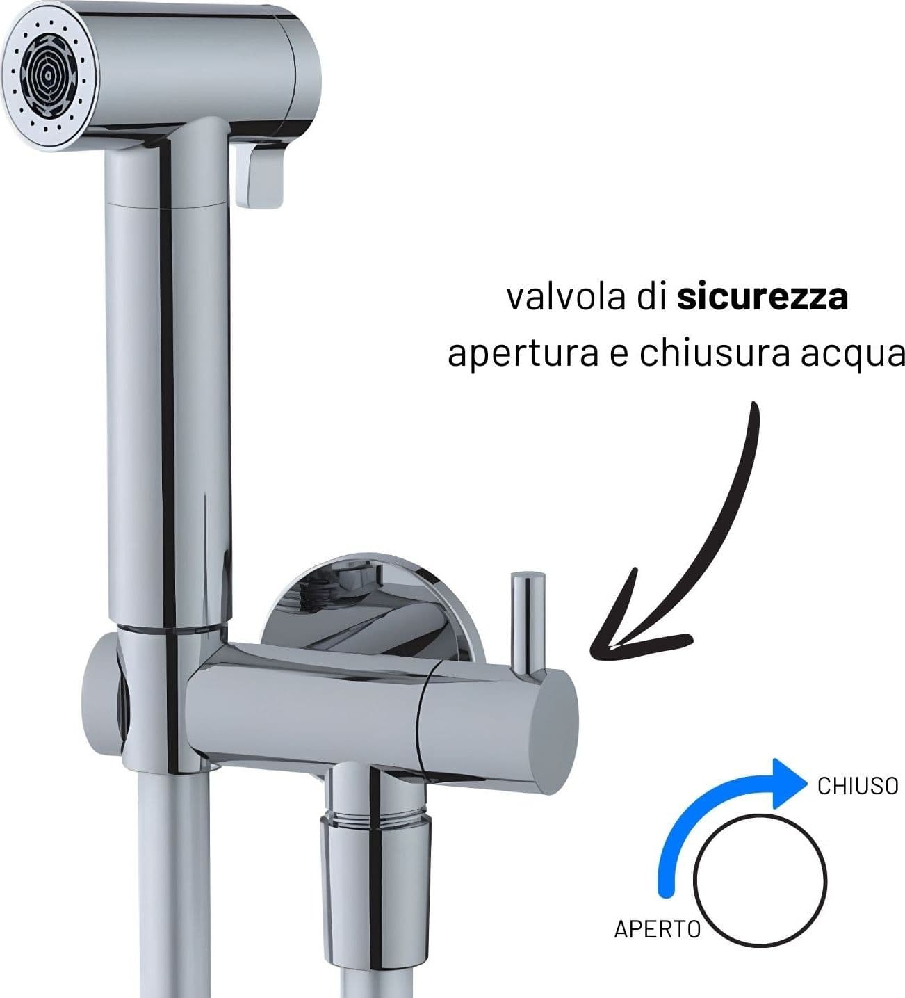 Idroscopino Wc Doccetta Ottone Portatile ShutOff Monogetto Con Leva Ogomondo Kit - 10