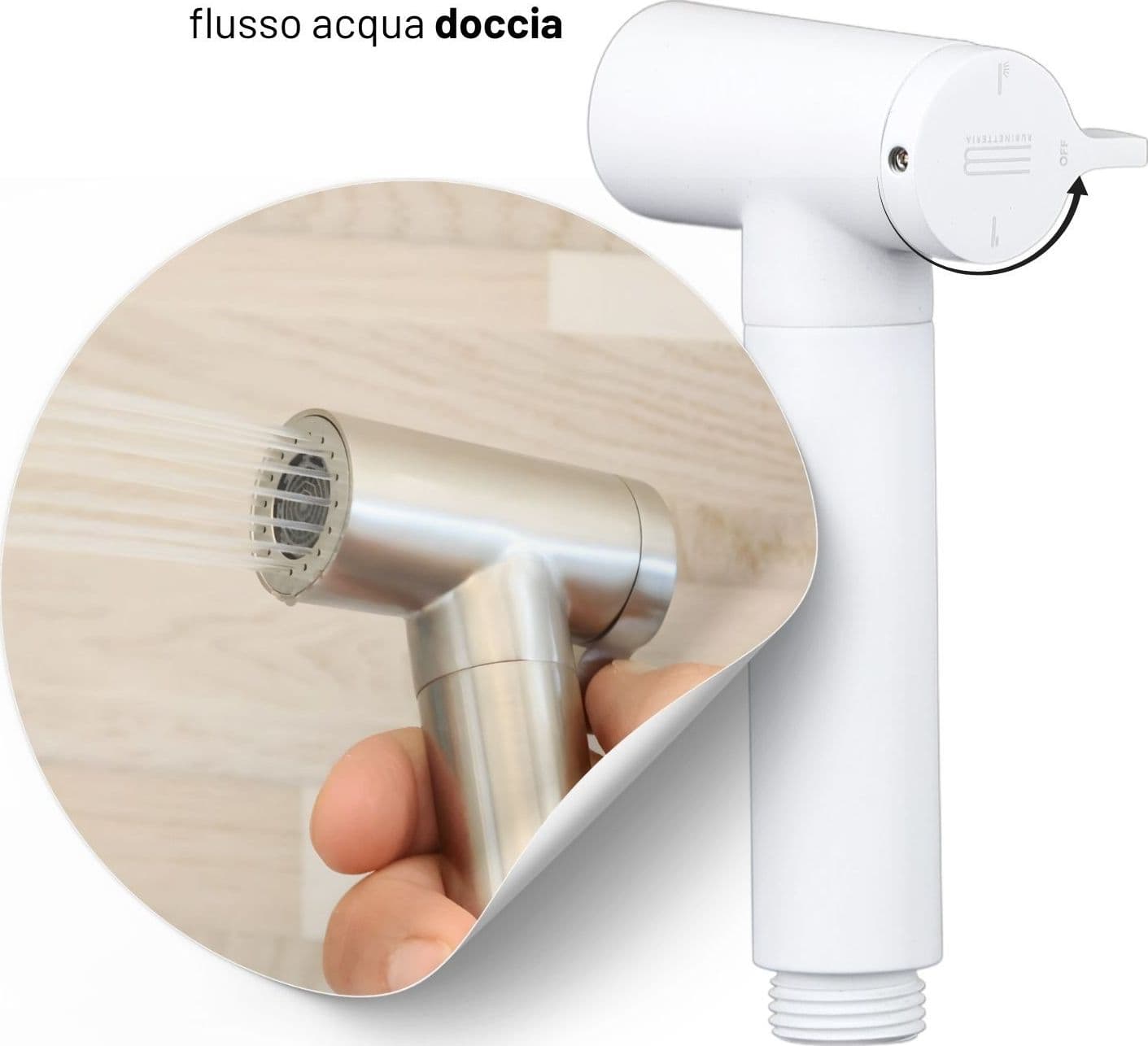 Idroscopino Wc Doccetta Ottone Portatile ShutOff Monogetto Con Leva Ogomondo Kit - 91