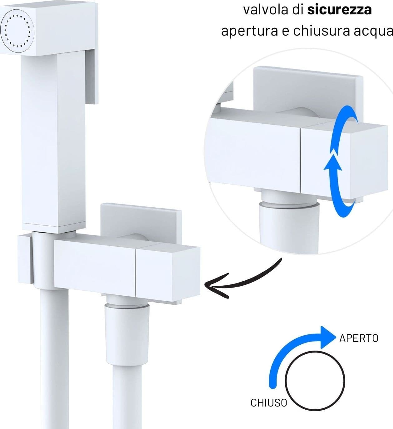 Idroscopino Wc Doccetta Ottone Portatile ShutOff Monogetto Con Leva Ogomondo Kit - 100