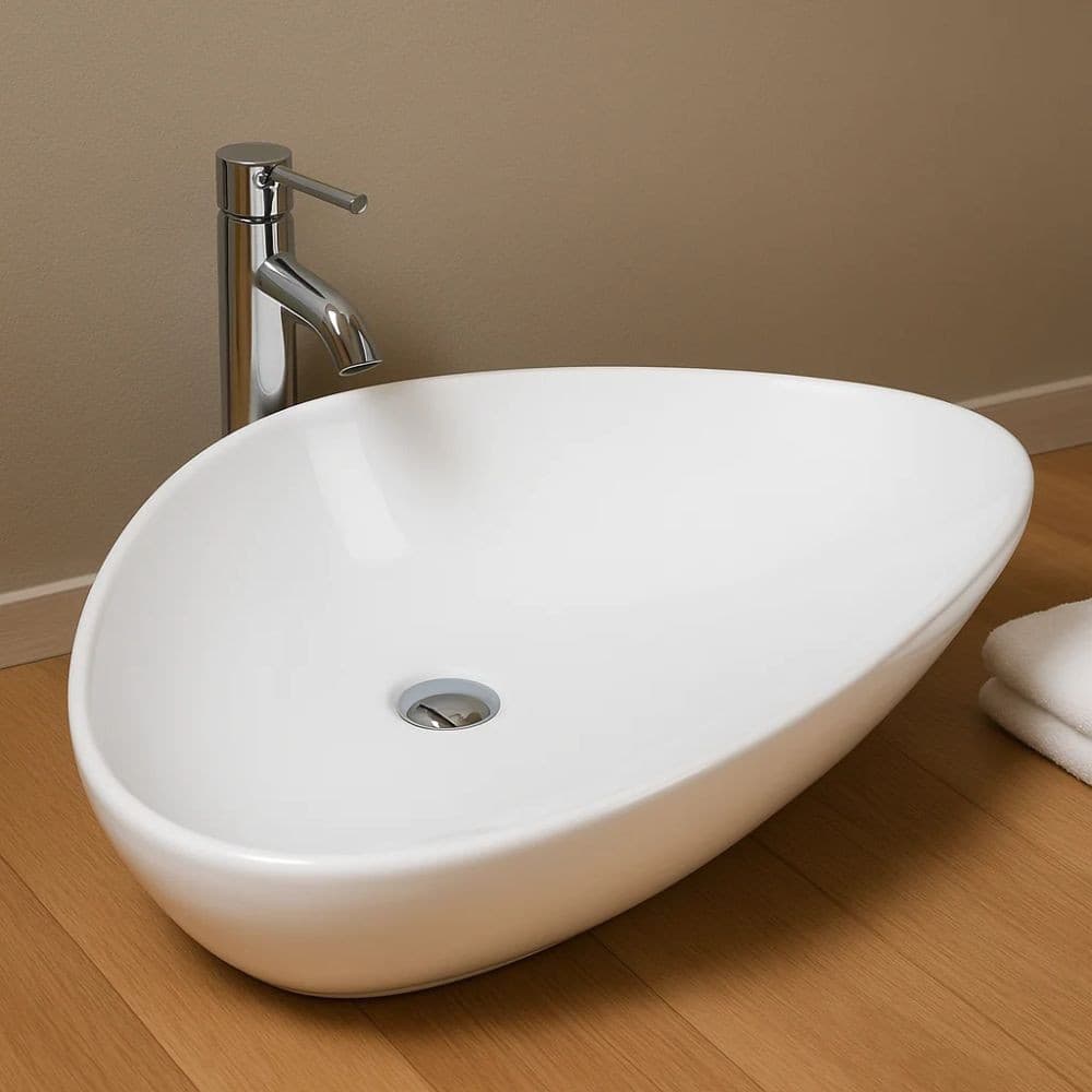 Lavabo d'appoggio in Ceramica Bianco Triangolare Lavandino Arredo Bagno - 6