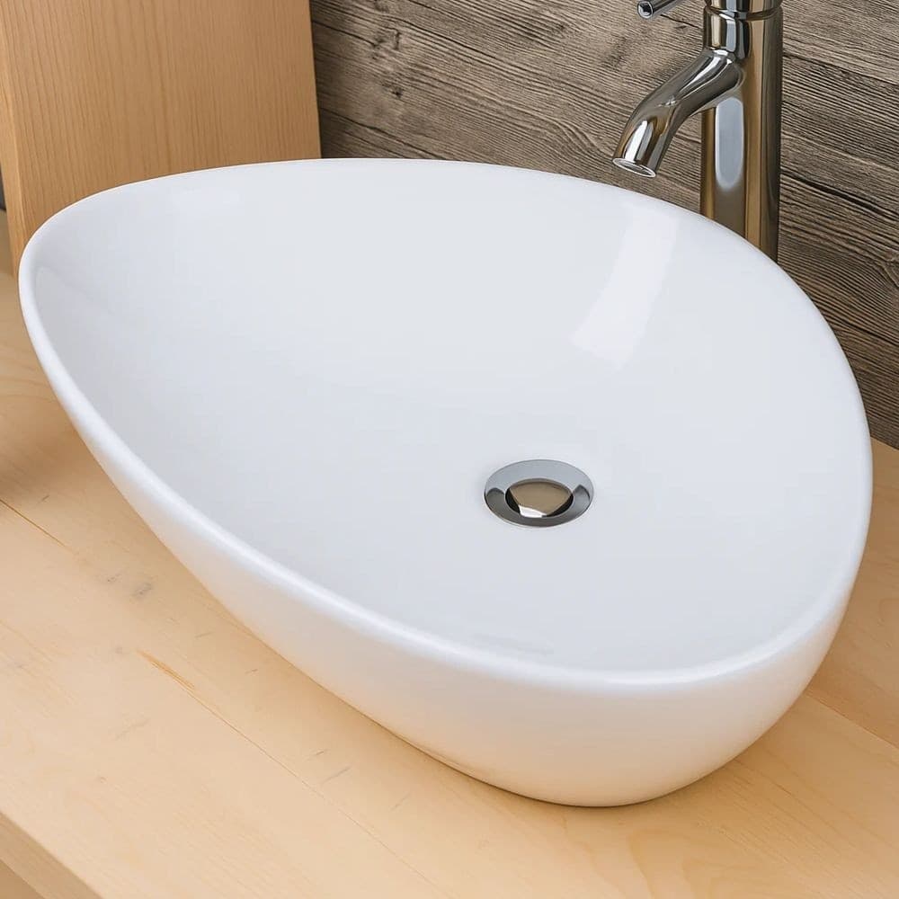 Lavabo d'appoggio in Ceramica Bianco Triangolare Lavandino Arredo Bagno - 5