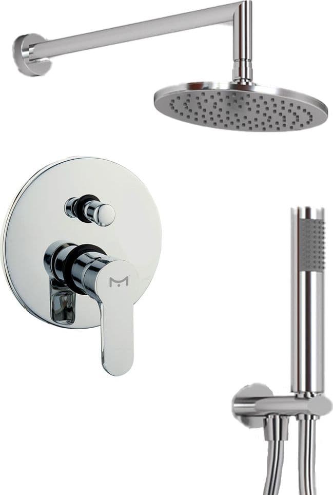 OGOMONDO Kit Doccia Oval 2 Completo di Soffione Doccetta e Miscelatore con Deviatore Hope