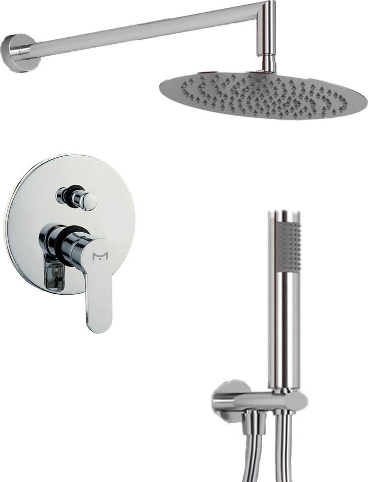 OGOMONDO Kit Doccia Oval 1 Completo di Soffione Doccetta e Miscelatore con Deviatore Hope