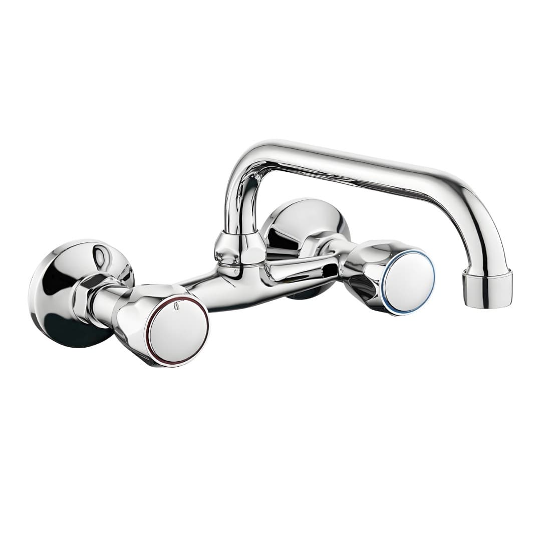 Rubinetto A Muro UP Canna Alta in Ottone Cucina con Erogazione Orientabile - 9