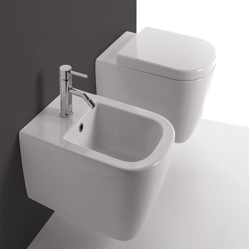 Sanitari in Ceramica Sospesi Vaso WC + Bidet + Sedile Made in Italy Con/Senza Staffe - 3