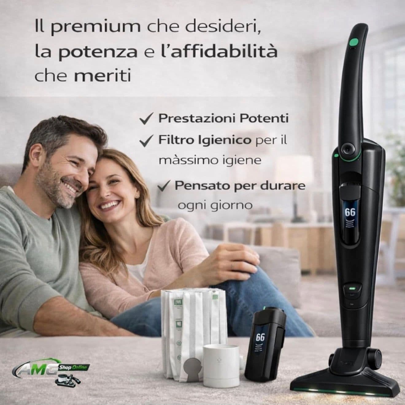 Aspirapolvere Senza Fili Folletto VK7s Black con EB7s + HD7s + SP7s + PB7 + 2 Batterie e 1 Caricatore + 6 Sacchetti con Dovina ORIGINALI + Borsa Accessori con Vari Tubi - 8