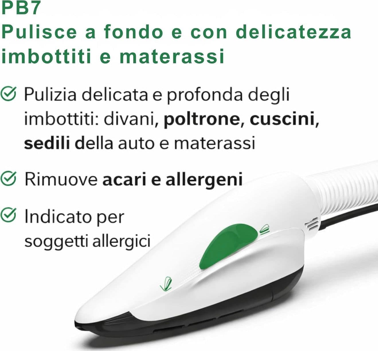 Aspirapolvere Senza Fili Folletto VK7s Bianco con EB7s + HD7s + SP7s + PB7s + 2 Batterie e 1 Caricatore + 6 Sacchetti con Dovina ORIGINALI + Borsa Accessori con Vari Tubi - 5