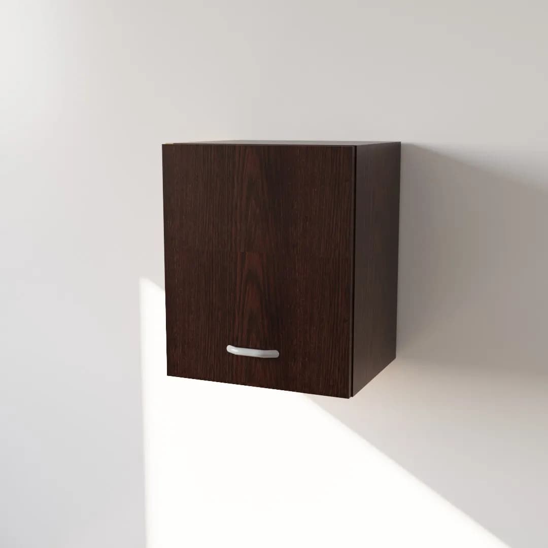 Pensile in Legno Nobilitato di Colore Wenge con un Anta altezza 48 cm - 2