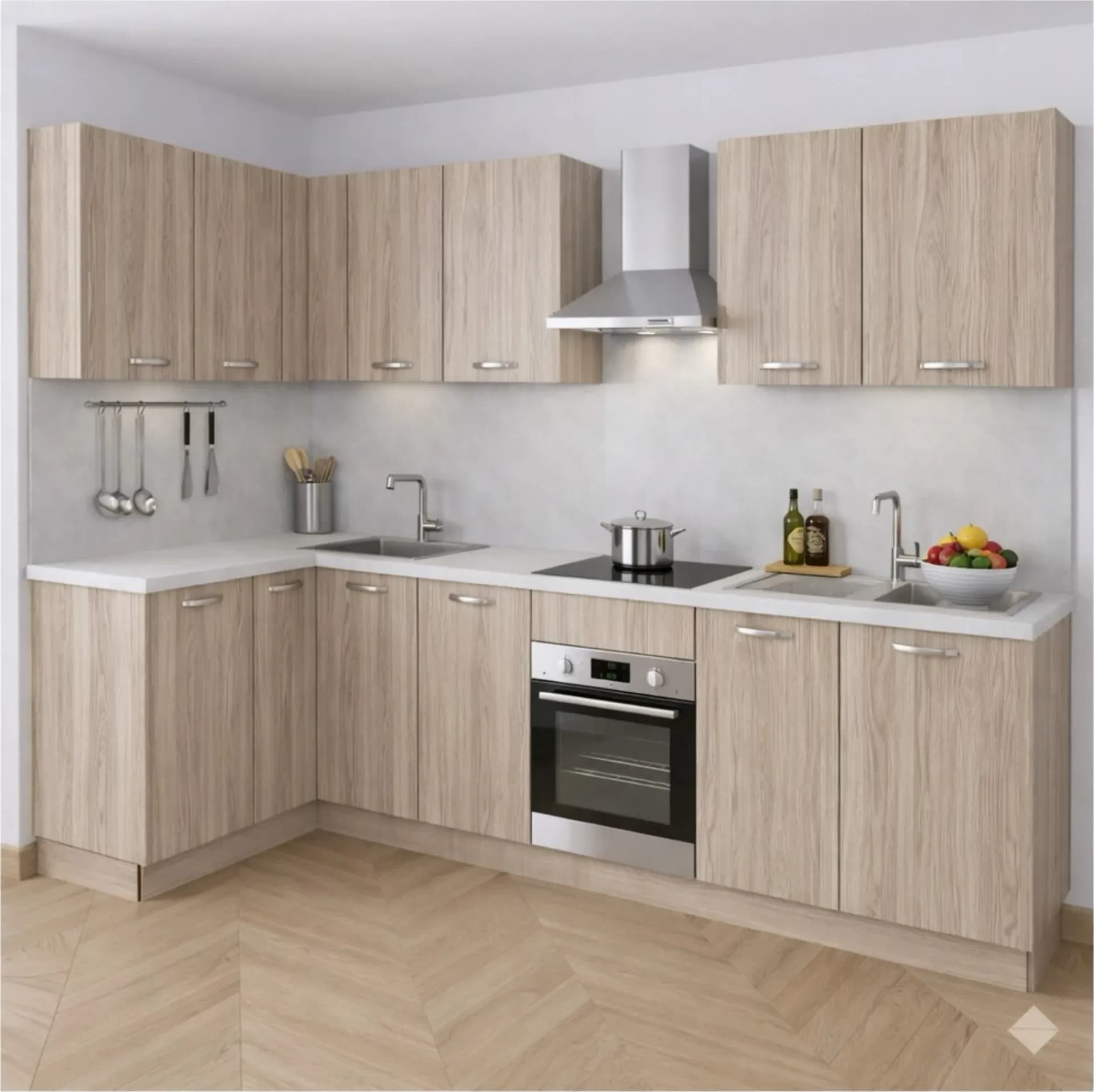 Pensile Cucina in Legno Nobilitato Olmo con Ante Altezza 90 cm - 2