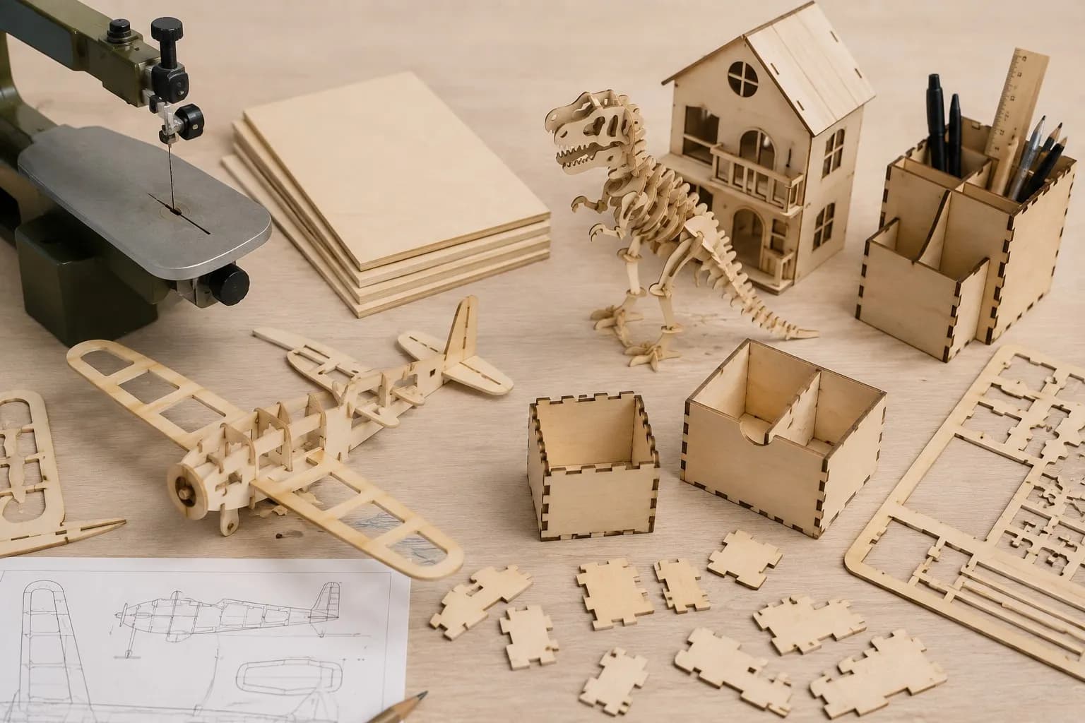 10 Fogli Compensato di Pioppo Sp. 4 mm – Pannelli in Legno per Taglio Laser, Pirografia, Incisione, Modellismo e Fai da Te - 8
