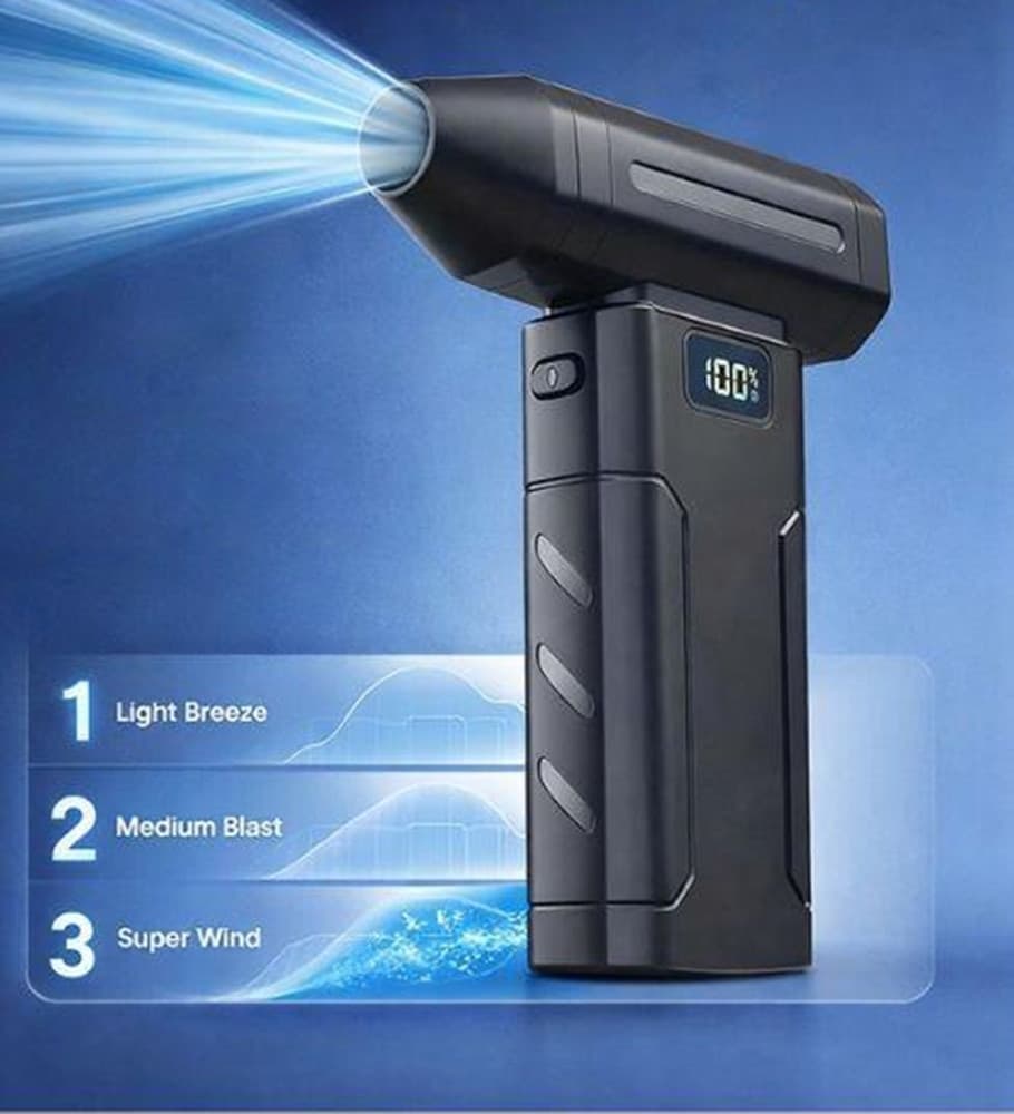 SOFFIATORE D'ARIA POTENTE ELETTRICO PORTATILE RICARICABILE 100000R/S CON 5 VELOCITÀ LE-523 - 4