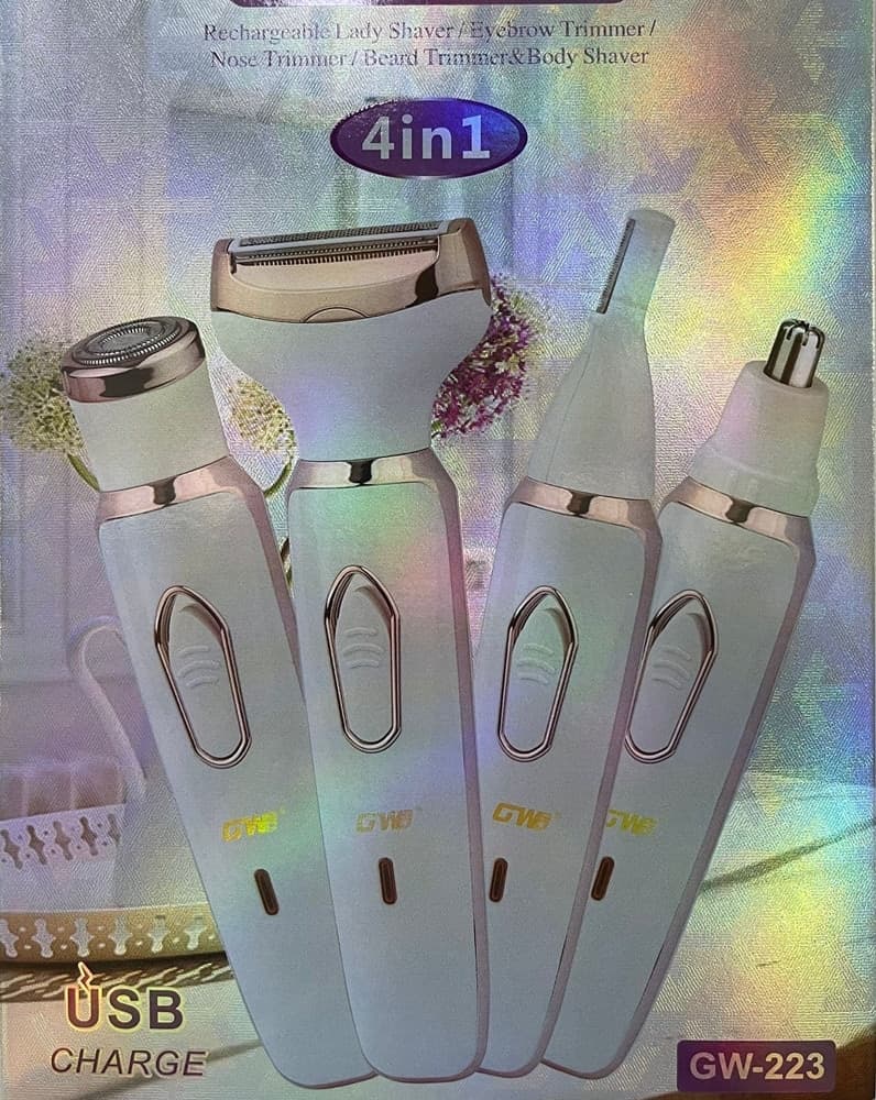 SET RASOIO ELETTRICO DA DONNA PER CORPO VISO NASO INDOLORE RICARICABILE PORTATILE 4IN1 - 11