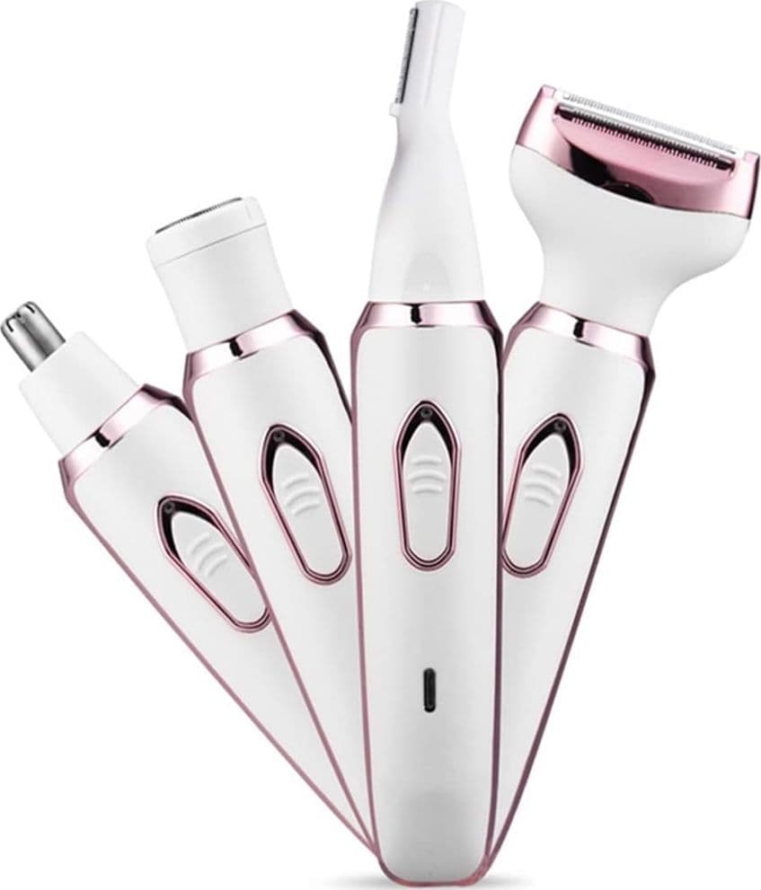 SET RASOIO ELETTRICO DA DONNA PER CORPO VISO NASO INDOLORE RICARICABILE PORTATILE 4IN1 - 4