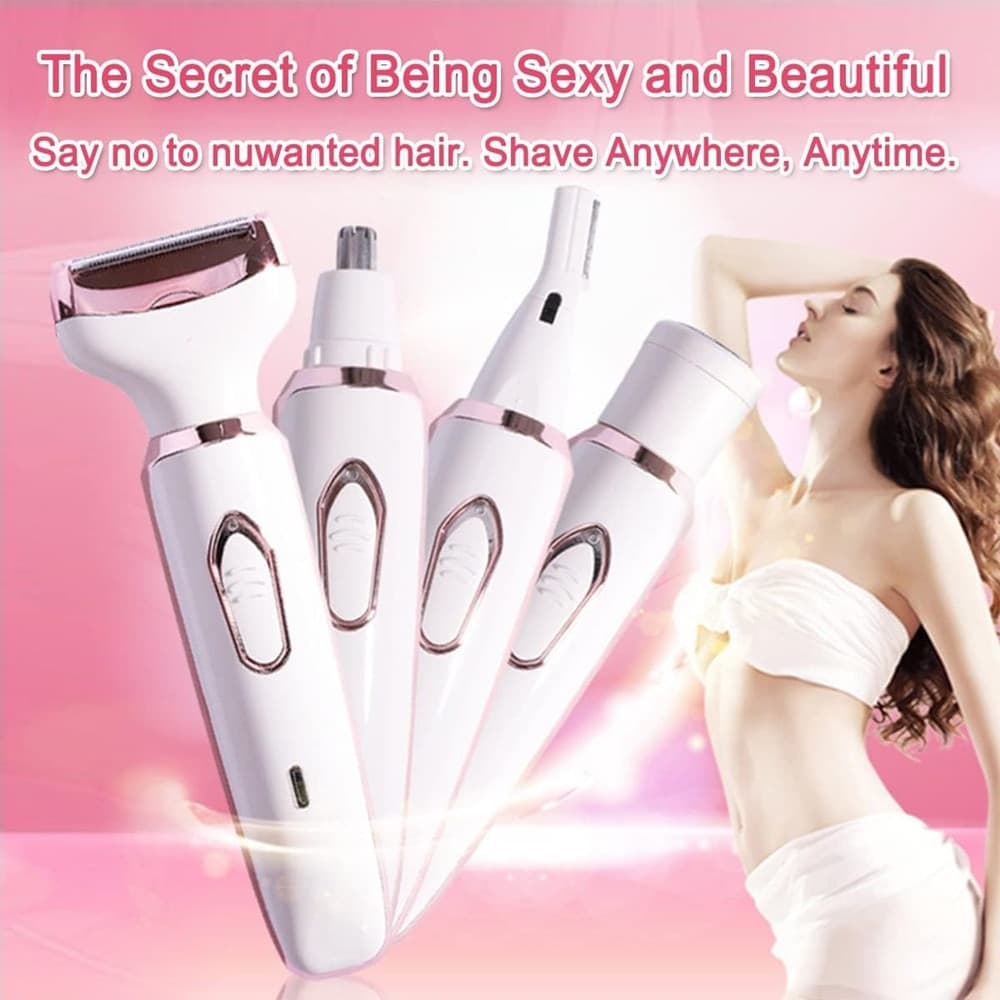 SET RASOIO ELETTRICO DA DONNA PER CORPO VISO NASO INDOLORE RICARICABILE PORTATILE 4IN1 - 9