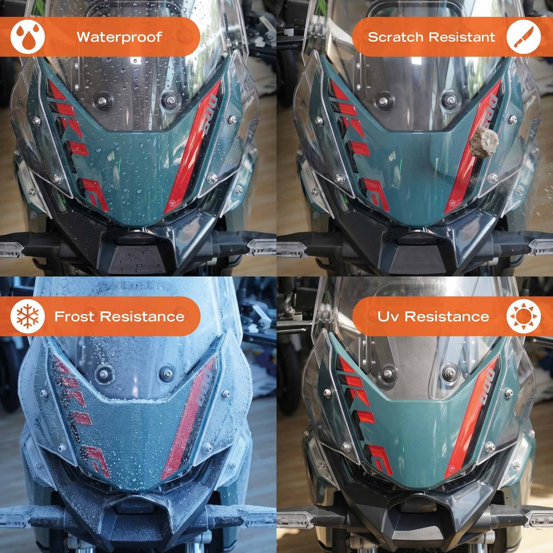 Adesivo 3D Protezione Muso Frontale moto compatibile con Kawasaki KLE500 - 4