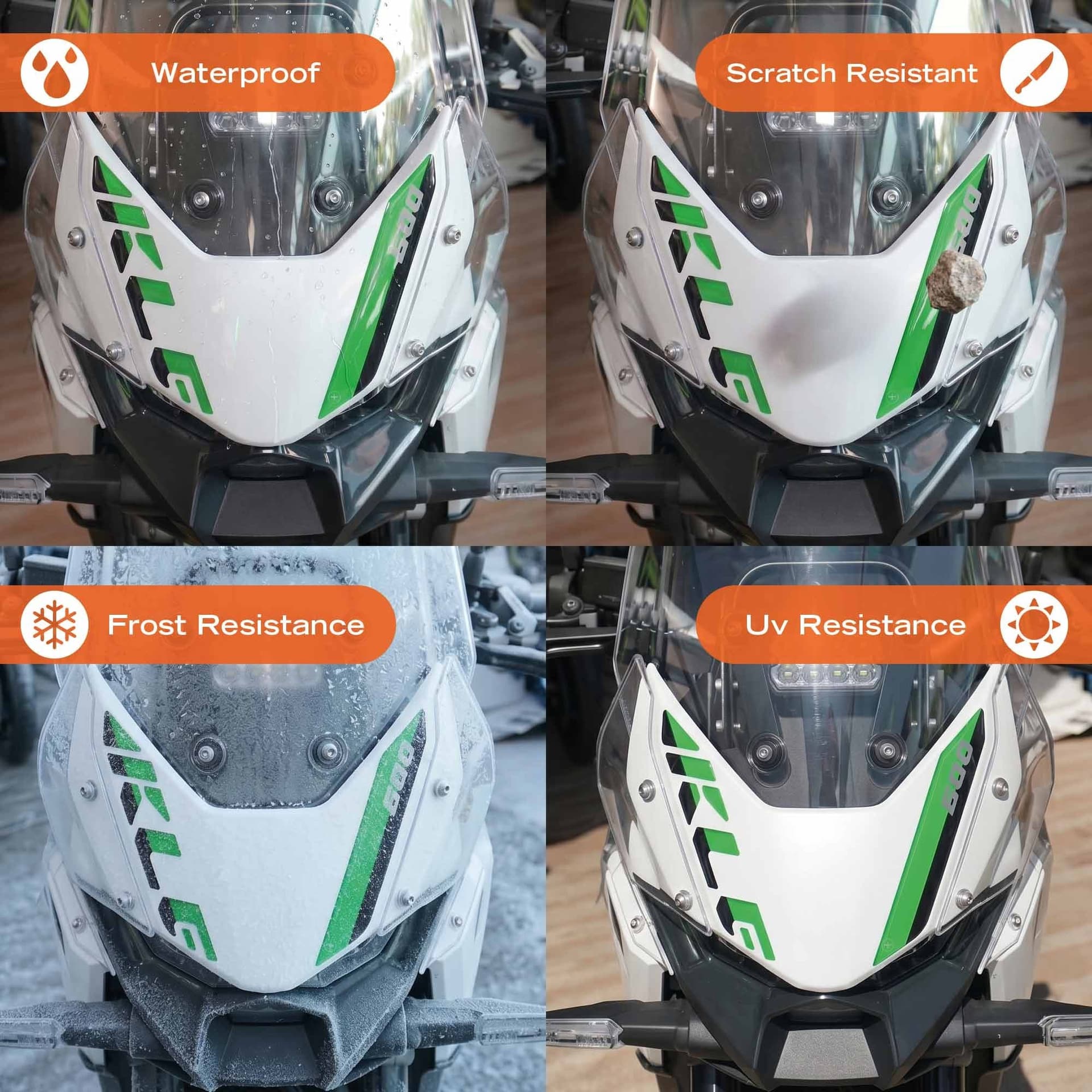Adesivo 3D Protezione Muso Frontale moto compatibile con Kawasaki KLE500 - 10