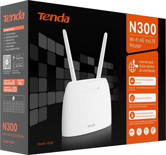 Router Wi-Fi 4G LTE N300 Cat.4 Funzione Volte Tenda