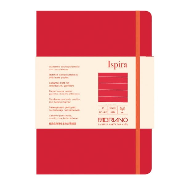 Taccuino c/elast. Ispira cop. fless. f.to A5 96fg. a righe rosso Fabriano - 2
