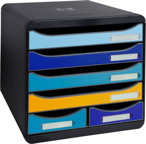 Cassettiera A4 6 cassetti BIG-BOX MAXI nero/multicolore Bee Blue Exacompta