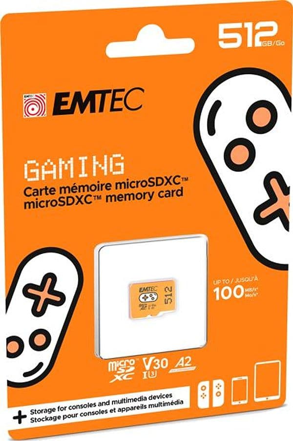 Emtec mSD 512GB UHS I U3 V30 A2 Gaming Arancione