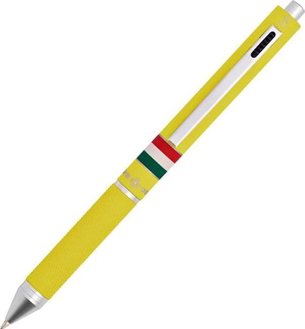 Penna sfera scatto multifunzione QUADRA fusto giallo gommato Italia OSAMA
