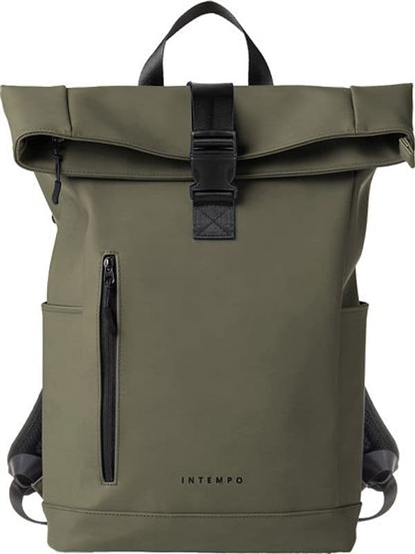 Zaino Roll-top Drop gomma antipioggia dim. 30x42x14cm verde InTempo