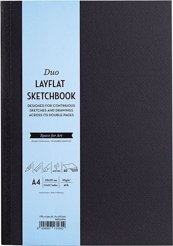 Sketchbook Duo Layflat 60 pag. A4 nero  MUSA