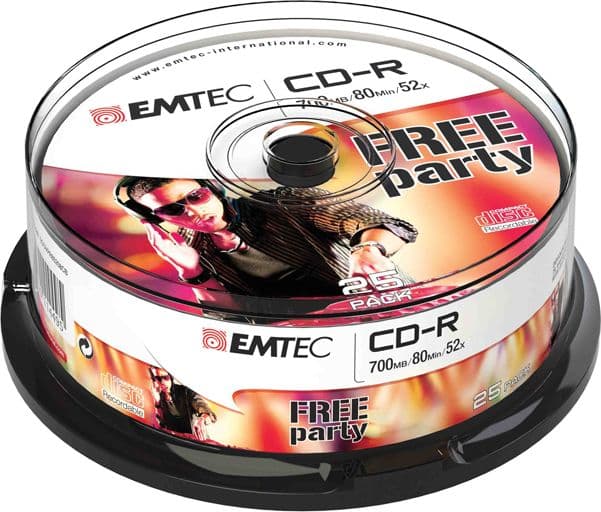 CD-R EMTEC 80MIN/700MB 52x SPINDLE (kit 25pz