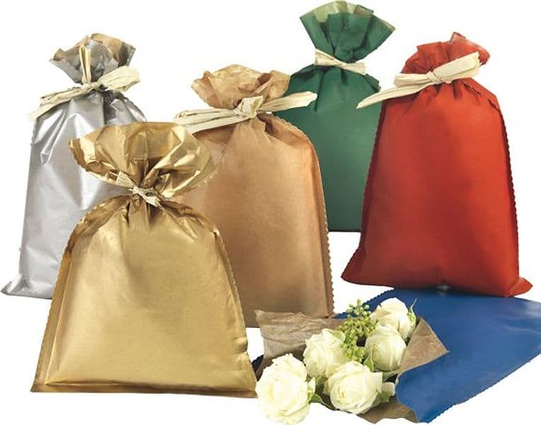 50 buste regalo in carta 45gr. 16x25cm 5 colori assortiti natale