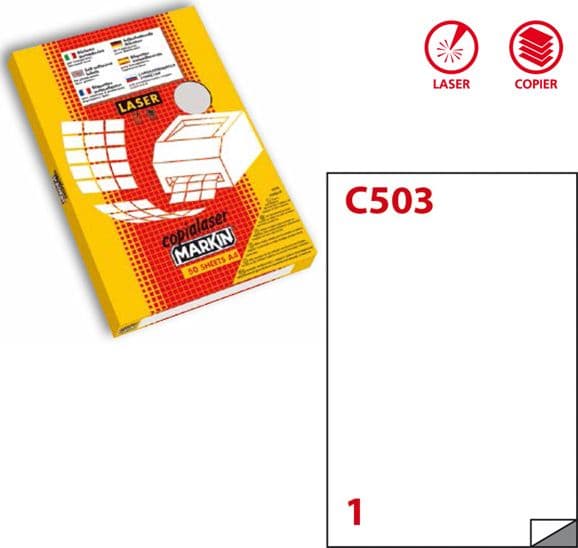 Poliestere adesivo C/503 bianco opaco 50fg A4 210x297mm (1et/fg laser Markin