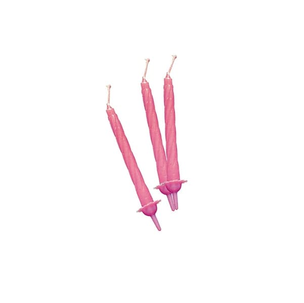 12 candeline c/supporto h. 8cm rosa Big Party - 2