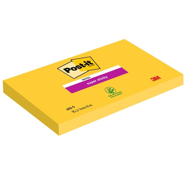 BLOCCO 90foglietti Post-itÂ® Super Sticky 655-S 76x127mm GIALLO ORO - 2