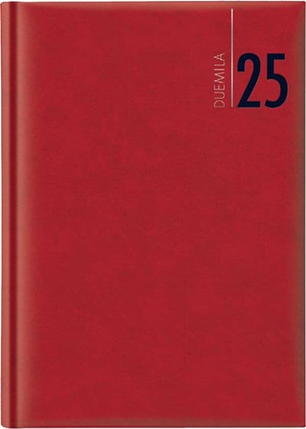 Agenda giornaliera 2026 dim.17x24cm cop. in carta imbottita rosso