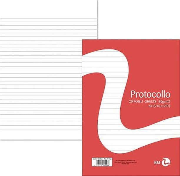 FOGLI PROTOCOLLO A4 60gr 20fg 1rigo BM