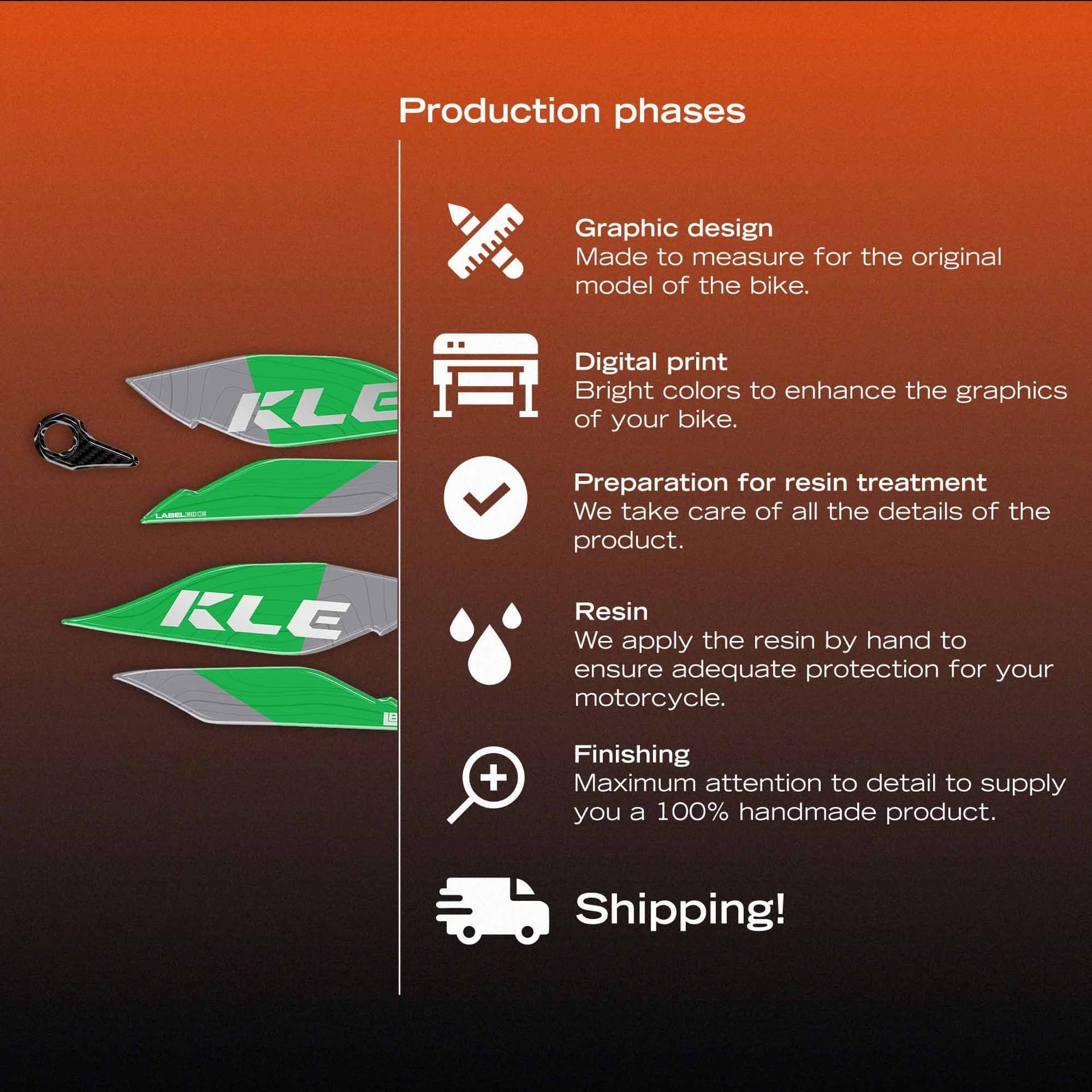 Adesivi 3D Protezioni Paramani moto compatibili con Kawasaki KLE500 2026 - 11