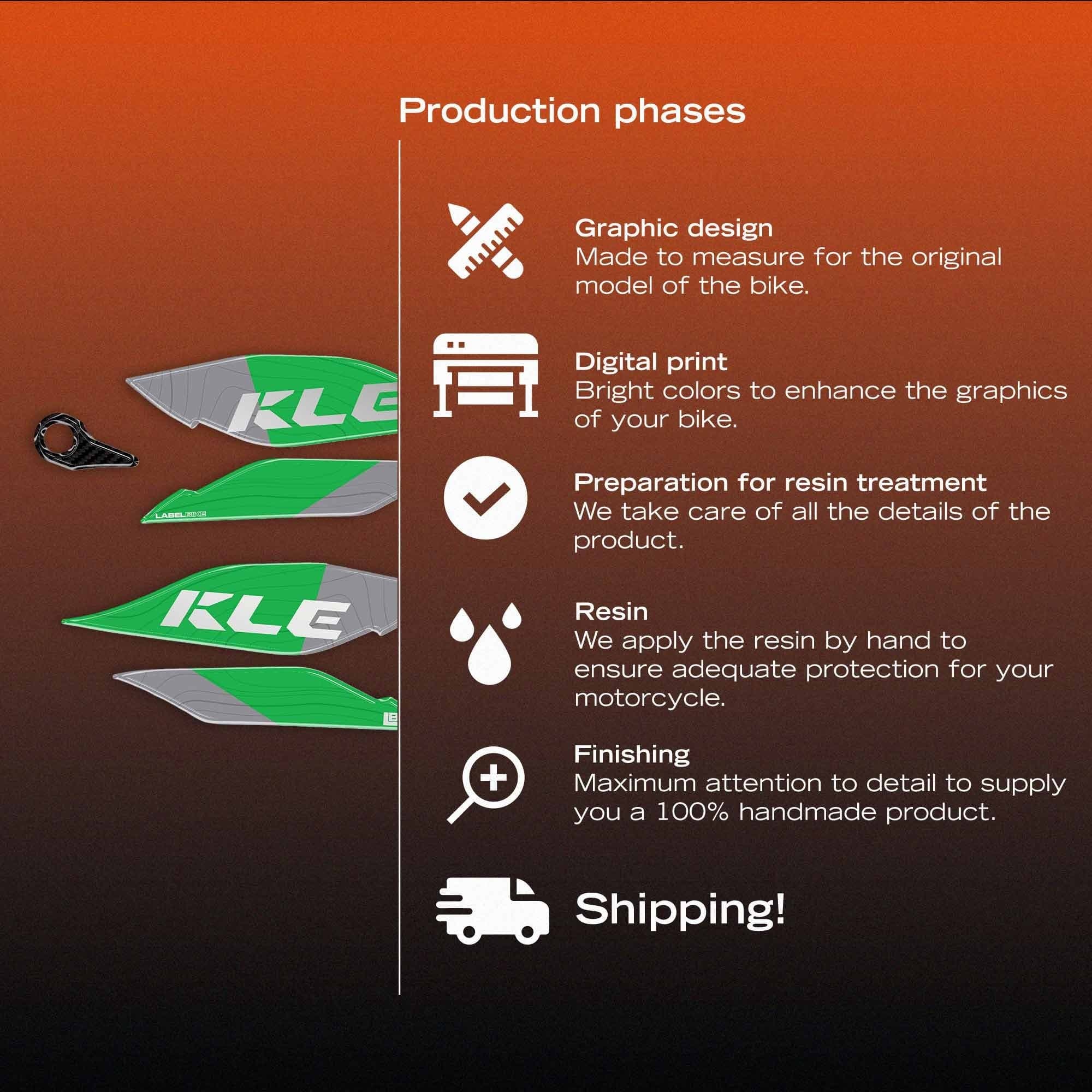 Adesivi 3D Protezioni Paramani moto compatibili con Kawasaki KLE500 2026 - 11