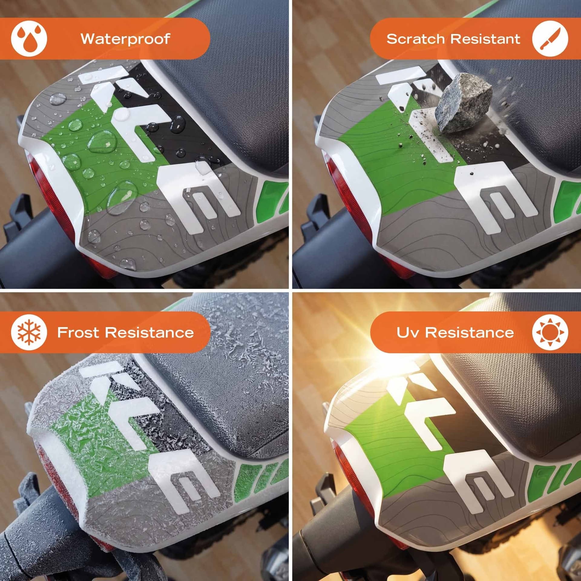 Adesivo 3D Protezione Codino moto compatibile con Kawasaki KLE500 2026 - 11