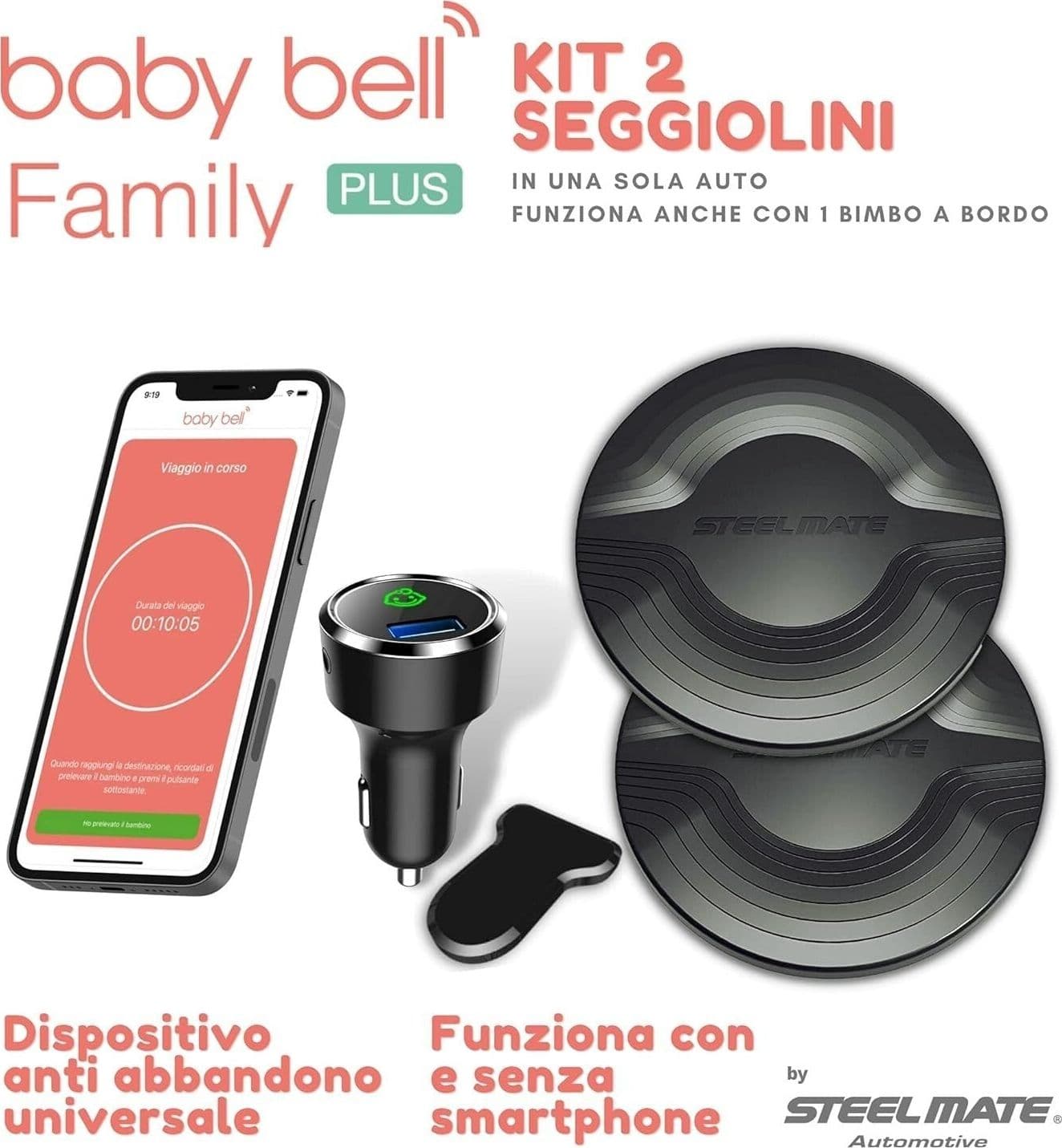 Dispositivo antiabbandono Baby Bell kit per due seggiolini Family PLUS universal - 4