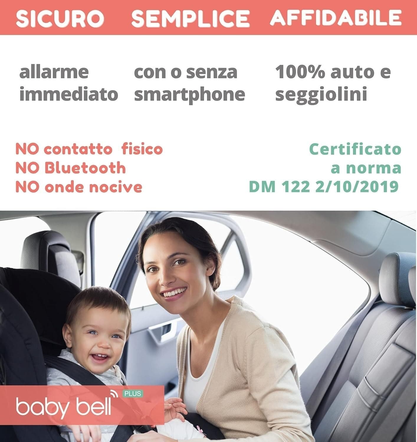 Dispositivo antiabbandono Baby Bell kit per due seggiolini Family PLUS universal - 3