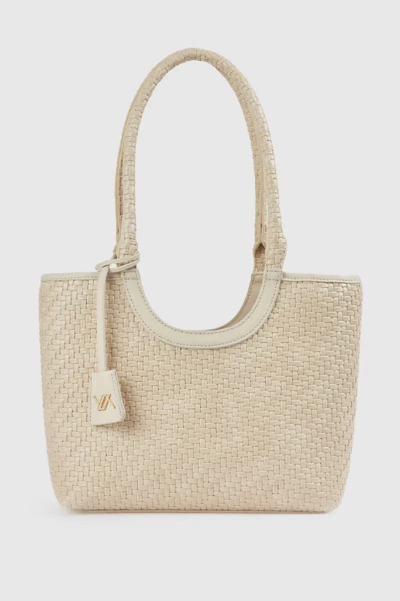 Borsa a spalla in ecopelle effetto rafia | Verde Fashion - 9
