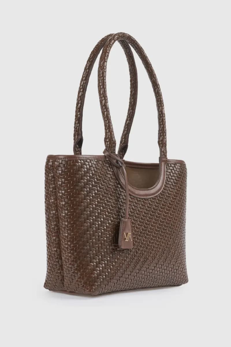 Borsa a spalla in ecopelle effetto rafia | Verde Fashion - 4