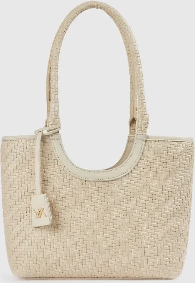 Borsa a spalla in ecopelle effetto rafia | Verde Fashion - 5