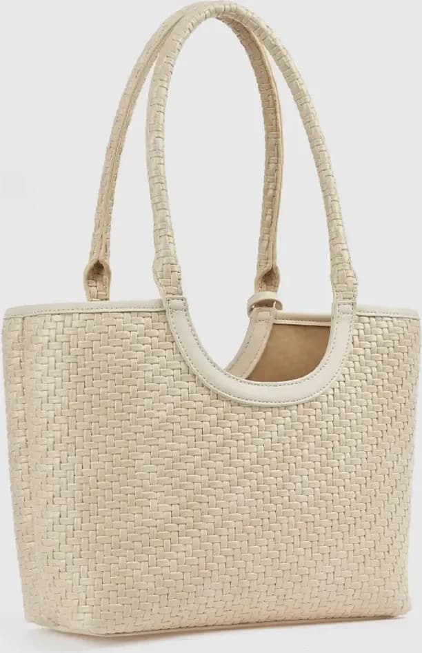 Borsa a spalla in ecopelle effetto rafia | Verde Fashion - 6