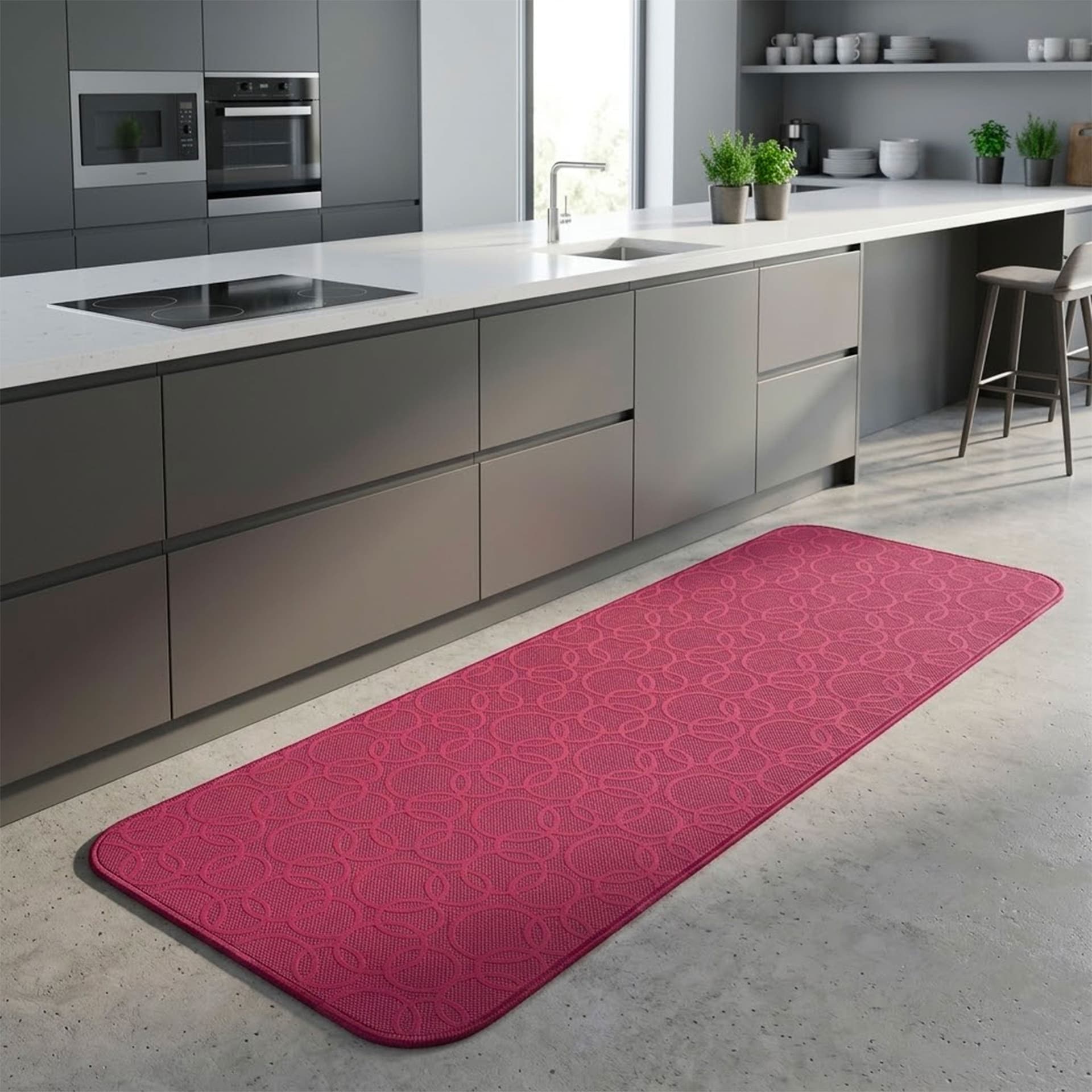 Tappeto passatoia Bordato 4 lati in stoffa decorata resistente e fondo in PVC antiscivolo varie misure Made in Italy - 13