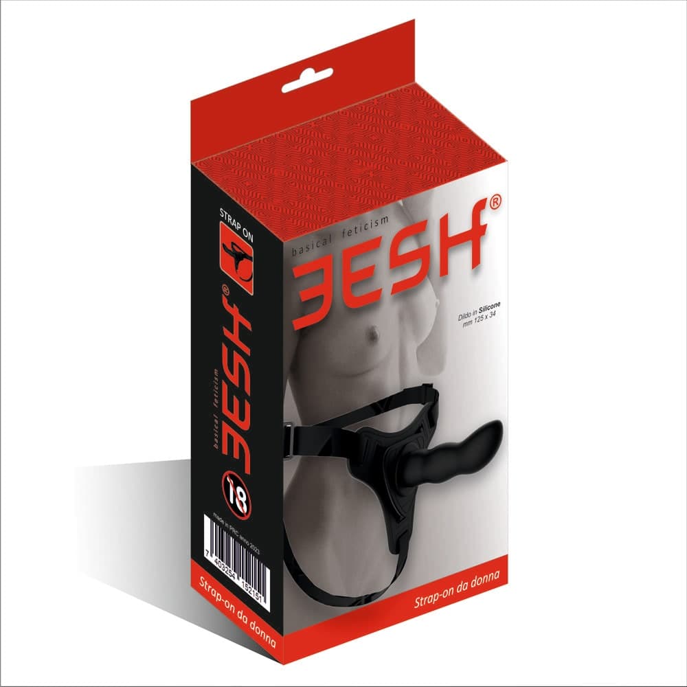 EESH® STRAP ON DILDO INDOSSABILE IN SILICONE NERO CON MUTANDINA REGOLABILE - 2