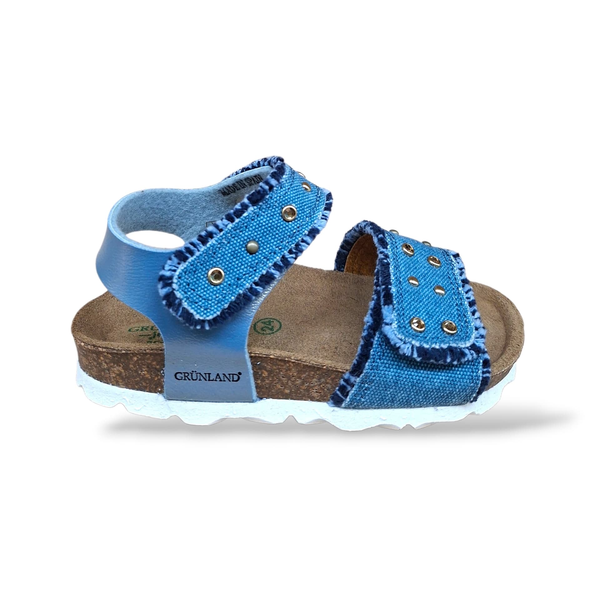 Sandalo Bio Sughero Bambine e Ragazze Grunland Junior Luce Jeans – Velcro Sottopiede Sughero EVA - 6