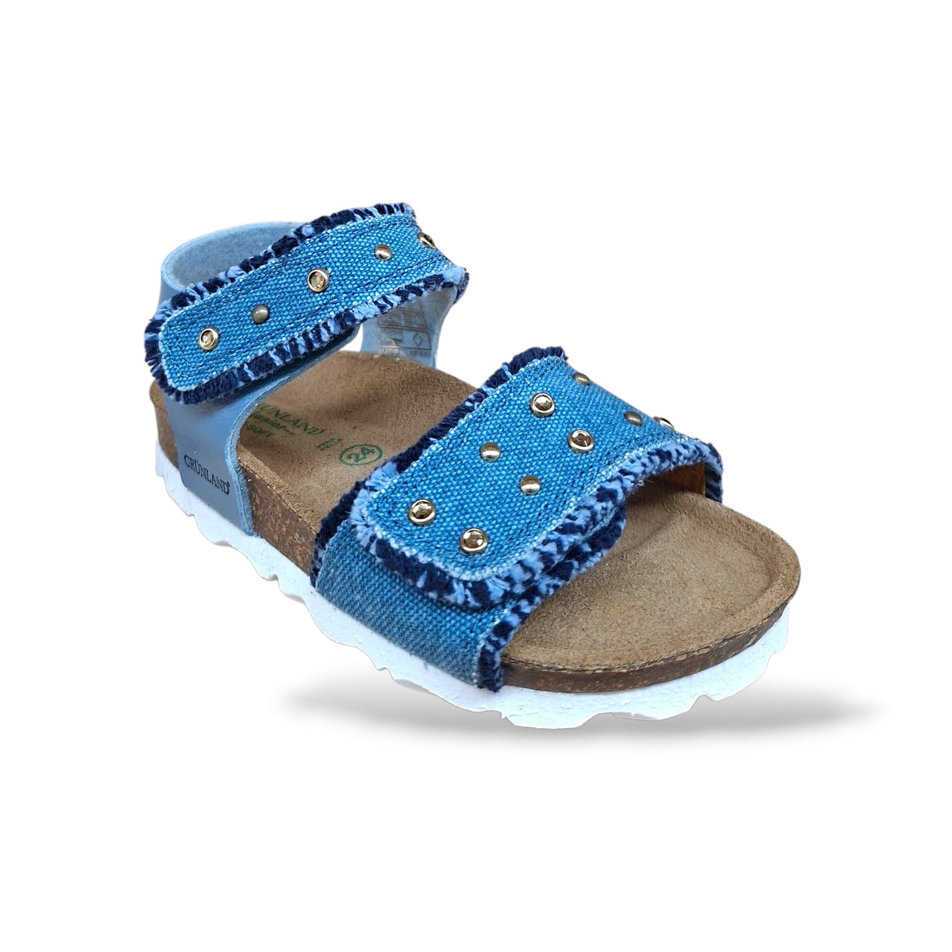 Sandalo Bio Sughero Bambine e Ragazze Grunland Junior Luce Jeans – Velcro Sottopiede Sughero EVA - 2