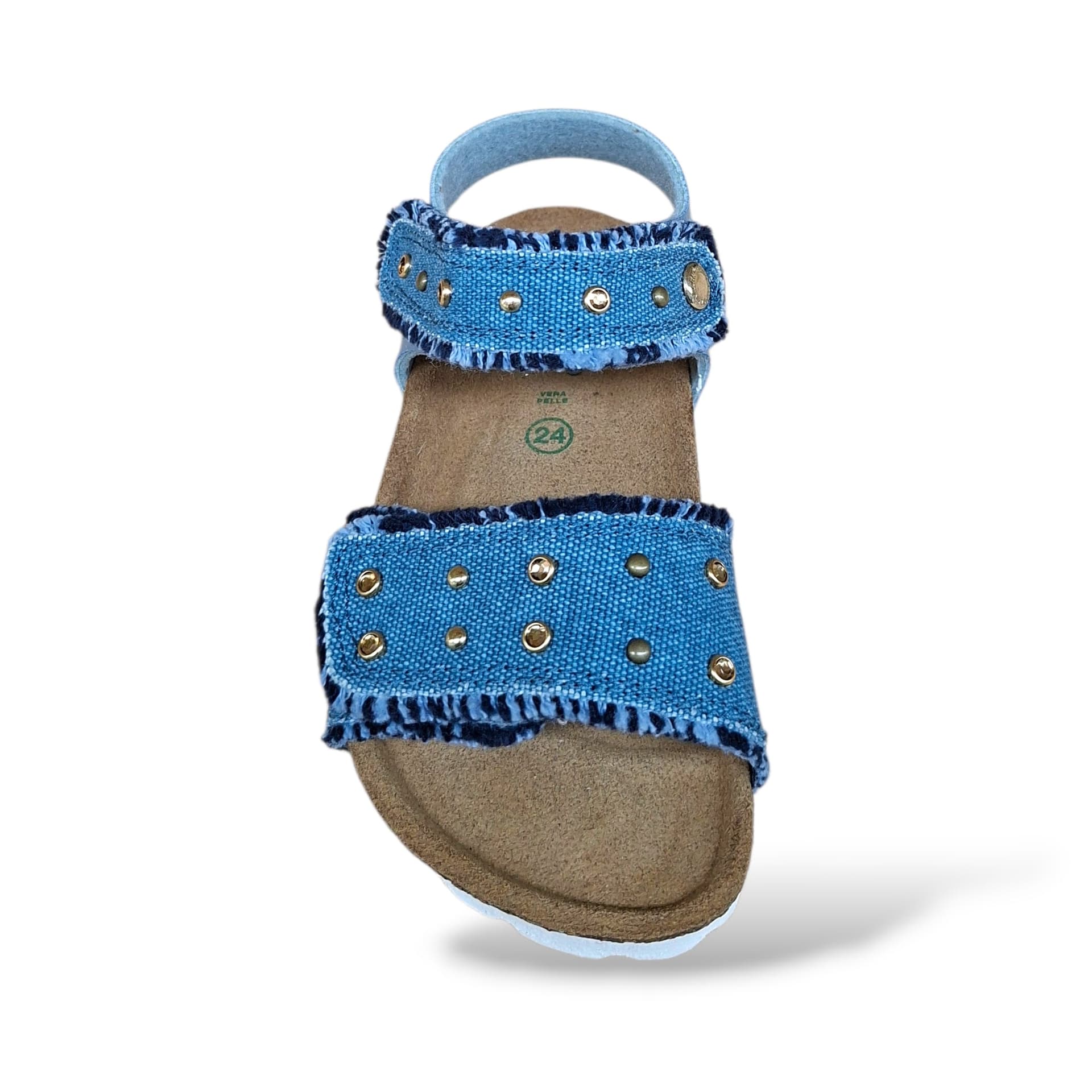 Sandalo Bio Sughero Bambine e Ragazze Grunland Junior Luce Jeans – Velcro Sottopiede Sughero EVA - 4