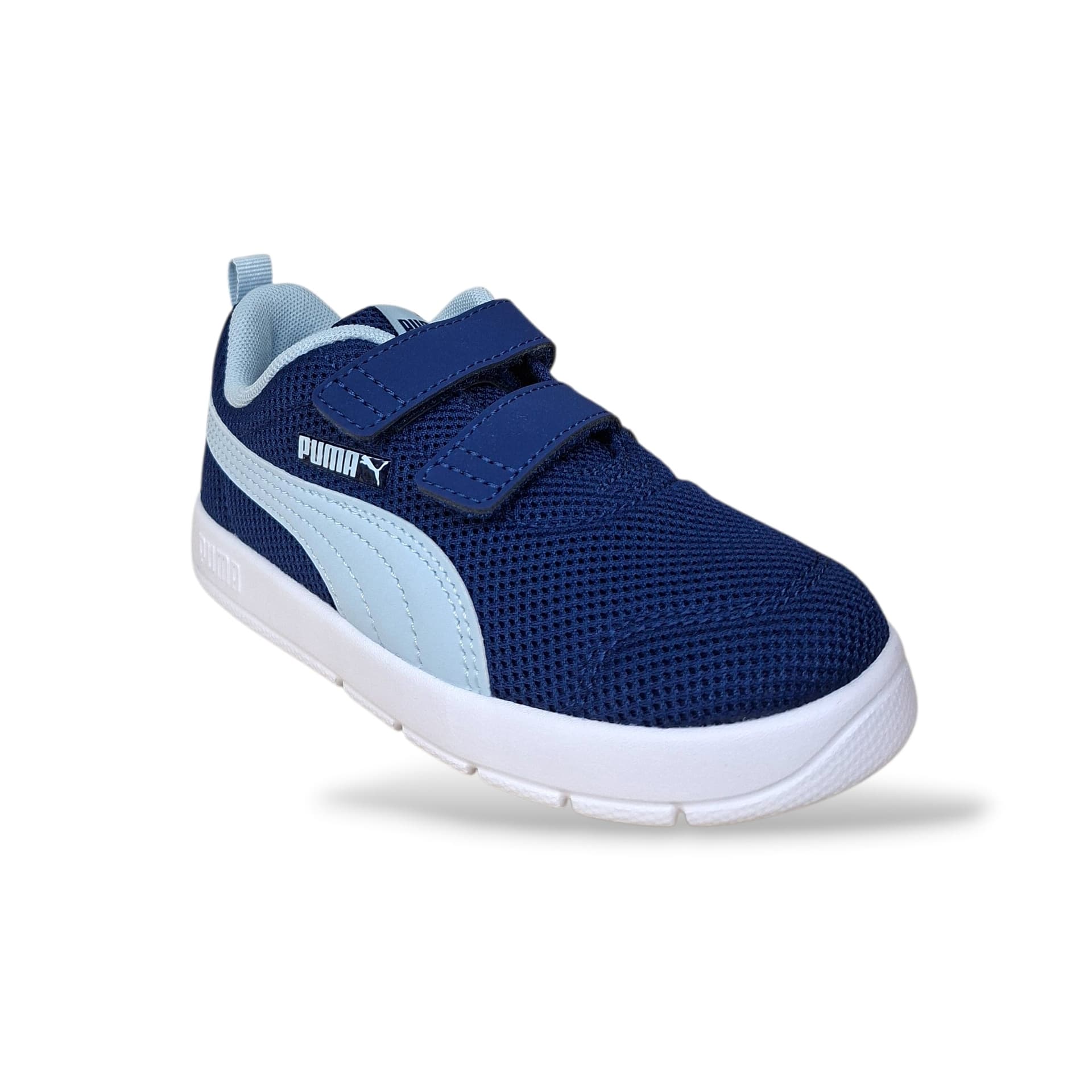 Scarpe sneakers Bambini e ragazzi PUMA courtflex V3 398086-398085 blue-celeste velcro - 2