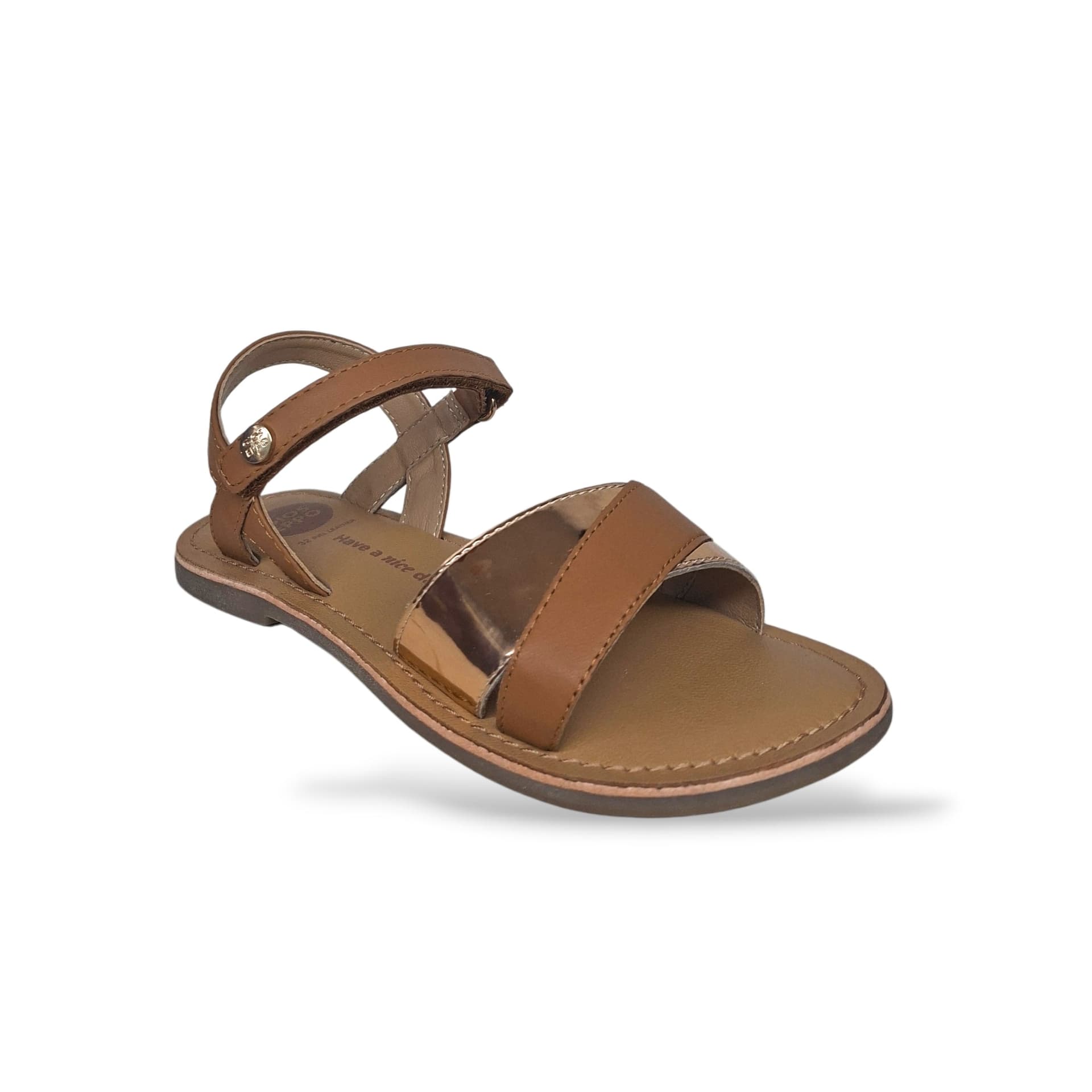Sandali Ragazza GIOSEPPO AWENDO 78913 – Cuoio e Oro in Pelle | Velcro per un Look Caldo e Luminoso - 2